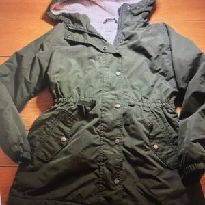 Olive Green Hooded Women's Parka Jacket